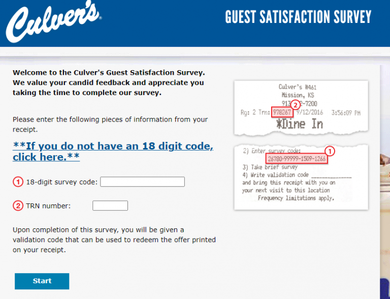 How to Take Culver's Receipt Survey